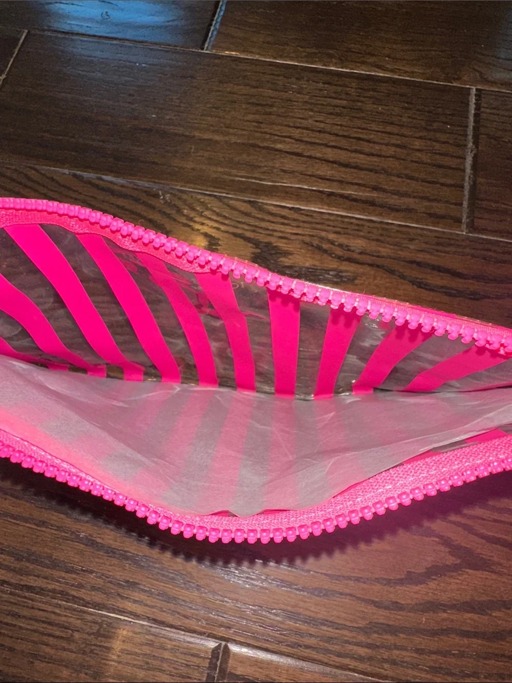 Victoria's Secret Hot Pink & Clear Striped Pouch